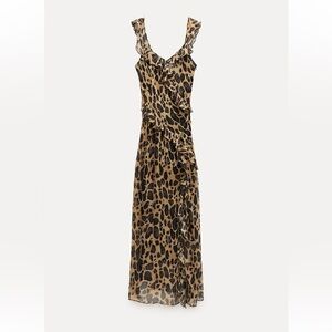 Zara Ruffled Animal print dress sz Small